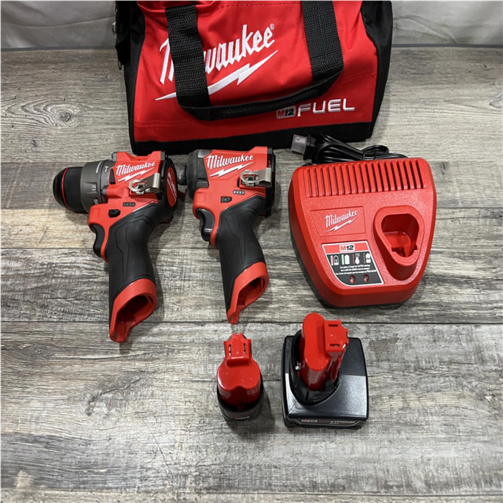 AS-IS Milwaukee FUEL 12-Volt Lithium-Ion Brushless Cordless Hammer Drill and Impact Driver Combo Kit