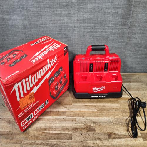 HOUSTON LOCATION - AS-IS Milwaukee 12-Volt/18-Volt Lithium-Ion Multi-Voltage 6-Port Sequential Rapid Battery Charger