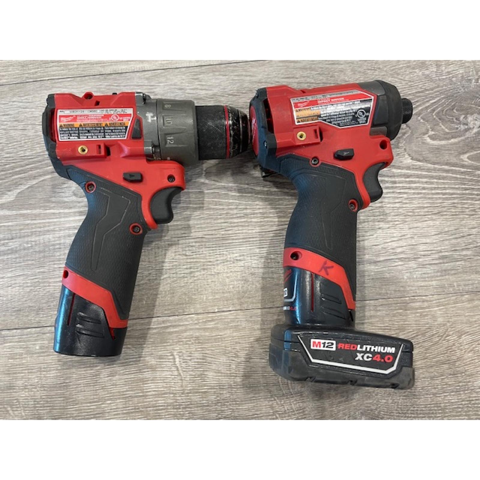 AS-IS Milwaukee FUEL 12-Volt Lithium-Ion Brushless Cordless Hammer Drill and Impact Driver Combo Kit