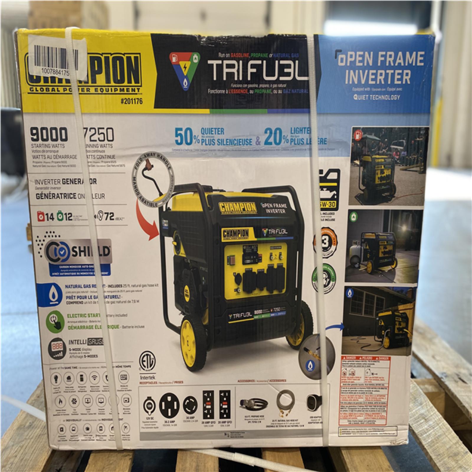 DALLAS LOCATION - NEW! CHAMPION 9000-Watt Electric Start Tri Fuel Generator  CO Shield