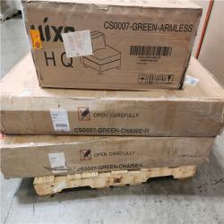 Phoenix AS-IS Uixe 118 in. Square Arm 3-Piece Corduroy Upholstered L-Shaped Sectional Sofa in. Green with Pillows