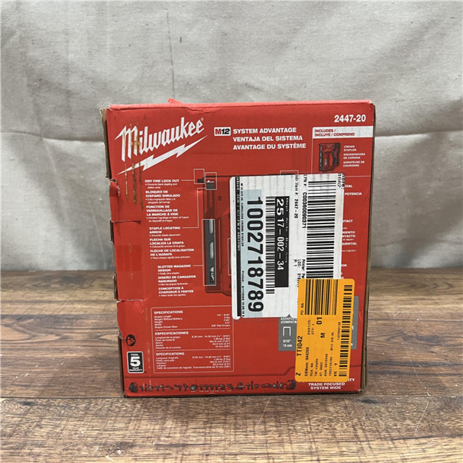 NEW Milwaukee M12 3/8  Crown Stapler (Tool Only)