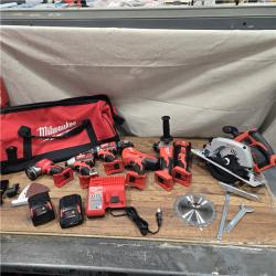AS-IS Milwaukee M18 18-Volt Lithium-Ion Cordless Combo Kit 7-Tool with 2-Batteries, Charger and Tool Bag
