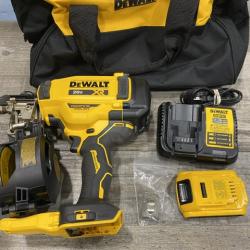 AS-IS DEWALT 20V MAX Lithium-Ion 15-Degree Electric Cordless Roofing Nailer Kit