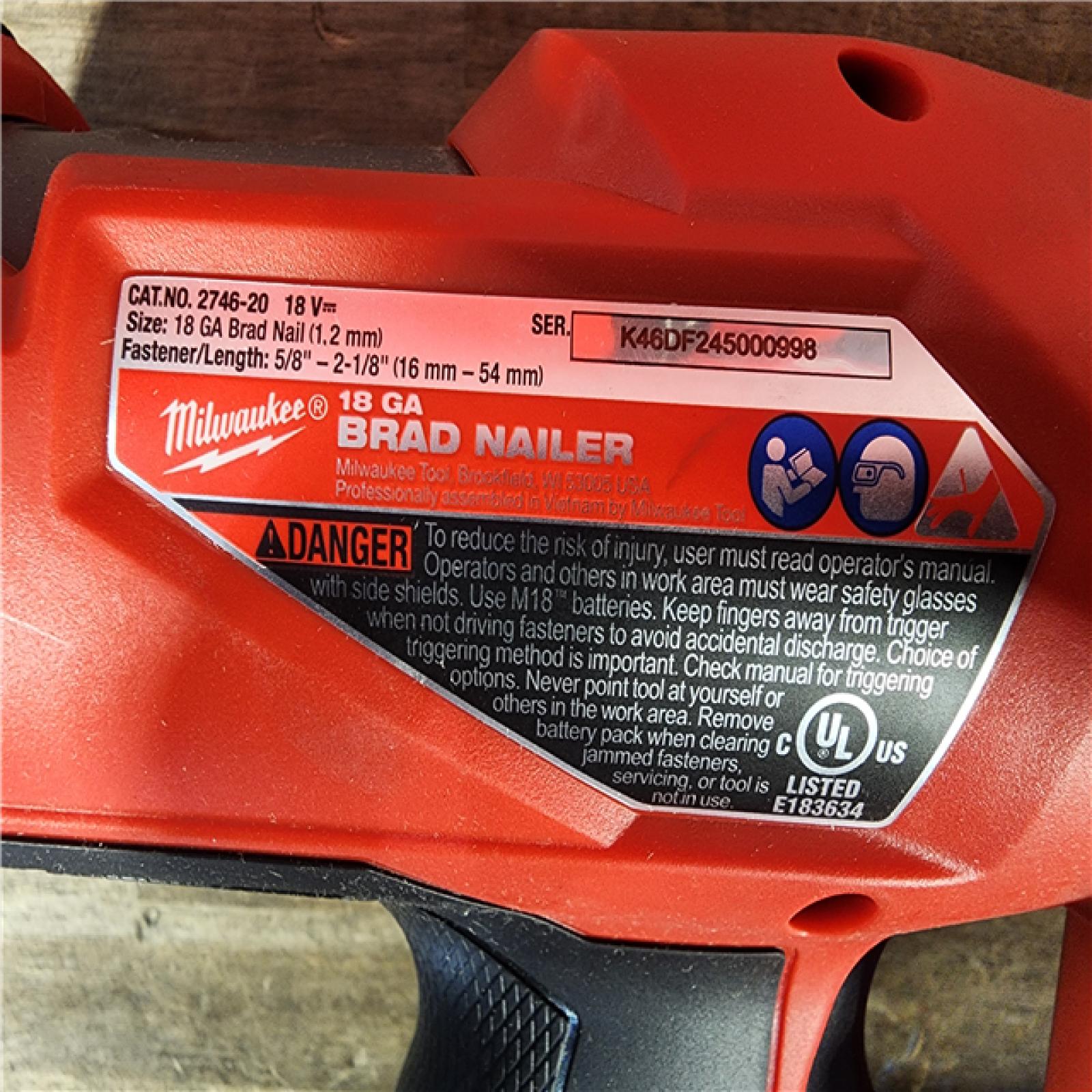 HOUSTON LOCATION - AS-IS Milwaukee M18 Fuel 18V Brushless 18-Gauge Brad Nailer 2746-20 (Bare Tool)