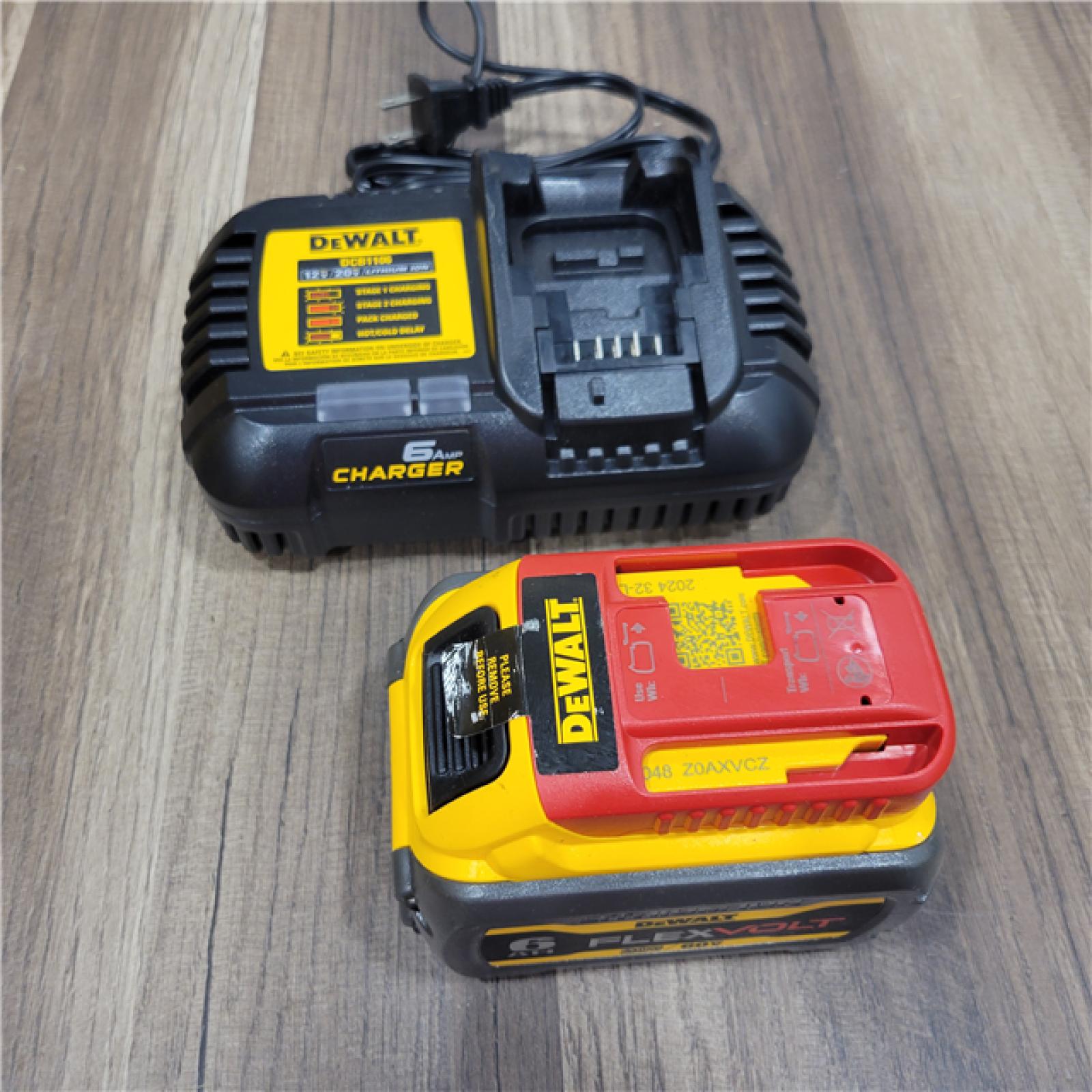 AS-IS DEWALT FLEXVOLT 20V/60V MAX Lithium-Ion 6.0Ah Battery Pack with 6 Amp Output Charger