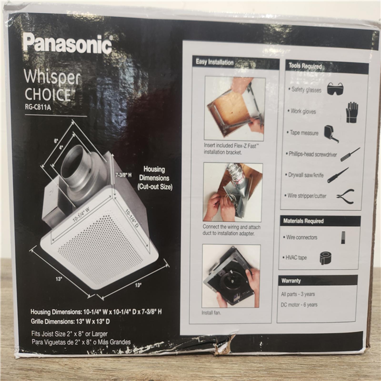 Phoenix Location NEW Panasonic Whisper Choice DC Pick-A-Flow 80/110 CFM Ceiling Bathroom Exhaust Fan with Flex-Z Fast Bracket