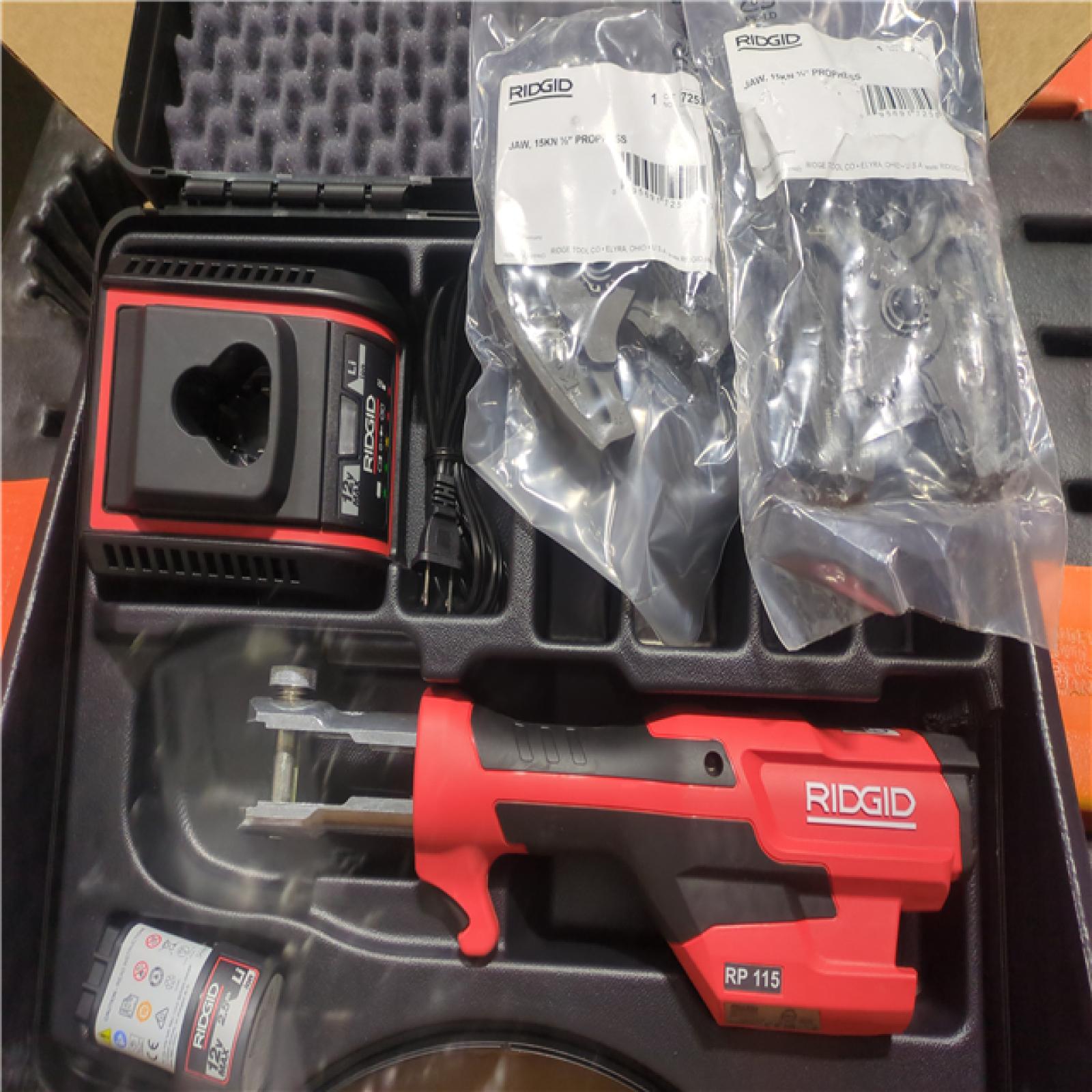 California AS-IS Ridgid RP115 Press Tool Kit  Includes (1) Battery  Charger & Hard Case