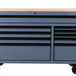 DALLAS LOCATION- AS-IS HUSKY 52IN. 10 DRAWER MOBILE WORKBENCH WITH SOLID WOOD TOP