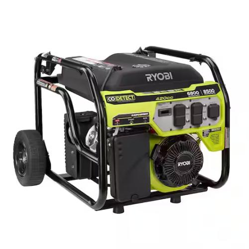 NEW! - RYOBI 6800-Watt Recoil Start UL Gasoline Powered Portable Generator with CO Detect Shutdown Sensor