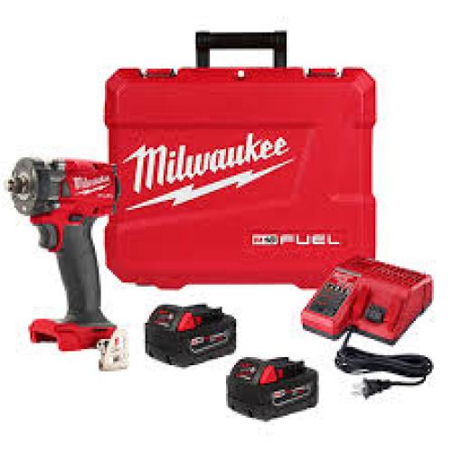Phoenix Location NEW Milwaukee M18 FUEL 18V Lithium-Ion Brushless Cordless 1/2 in. Compact Impact Wrench with Friction Ring Kit, Resistant Batteries 2855-22R