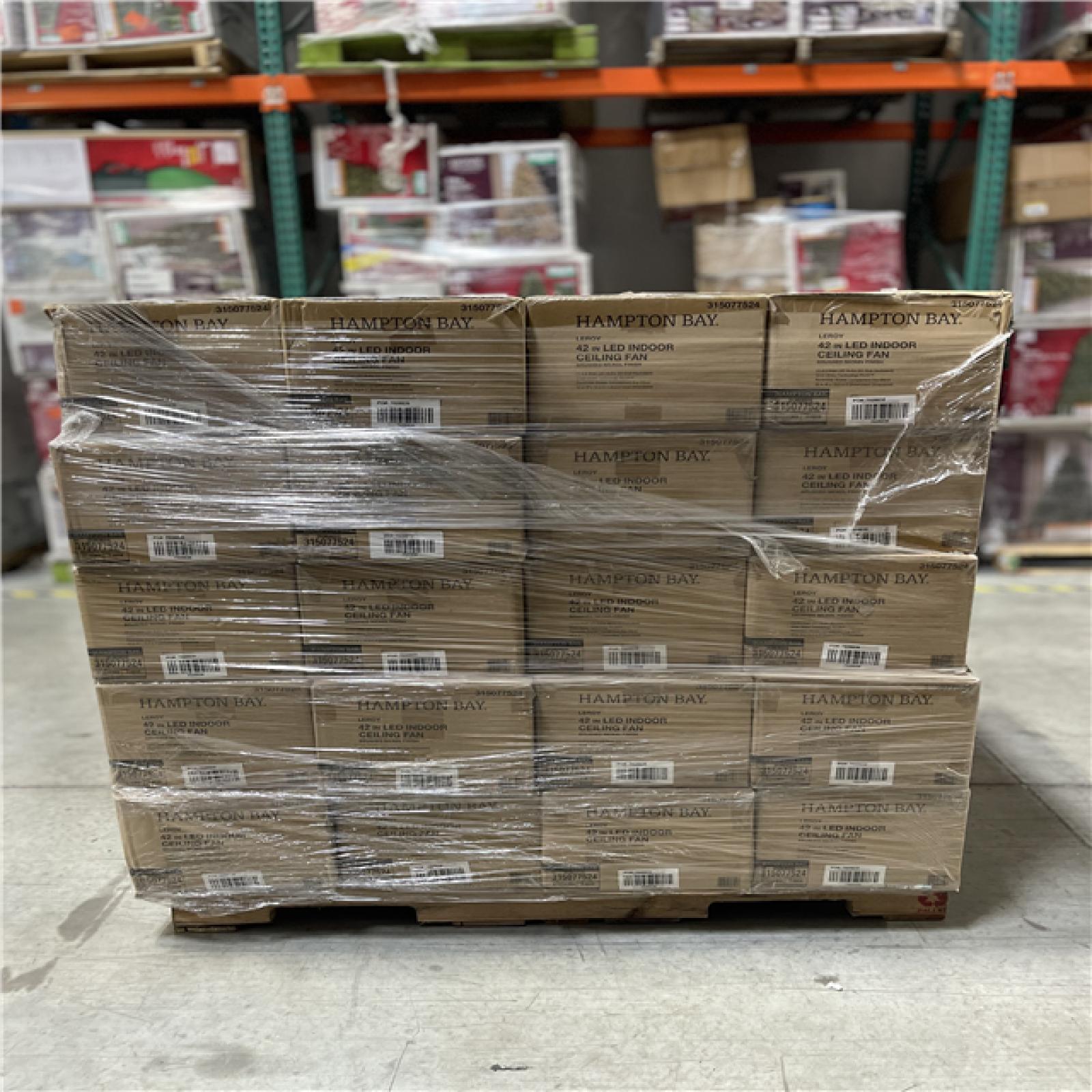 DALLAS LOCATION - Hampton Bay Leroy 42 LED Brushed Nickel Ceiling Fan With Light PALLET-(40 UNITS)