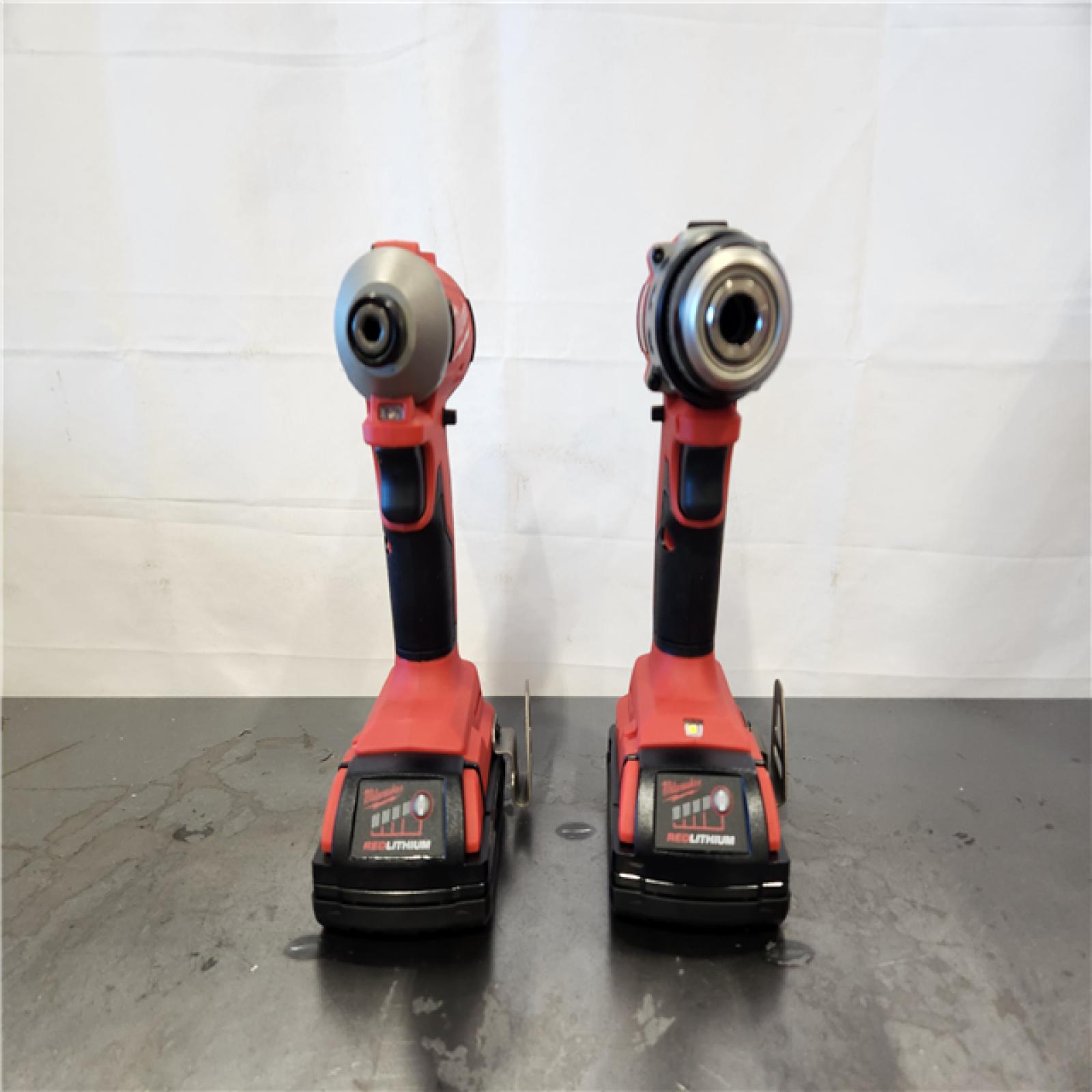 AS-IS- Milwaukee M18 18V Lithium-Ion Brushless Cordless Compact Drill/Impact Combo Kit (2-Tool) W/(2) 2.0 Ah Batteries  Charger & Bag