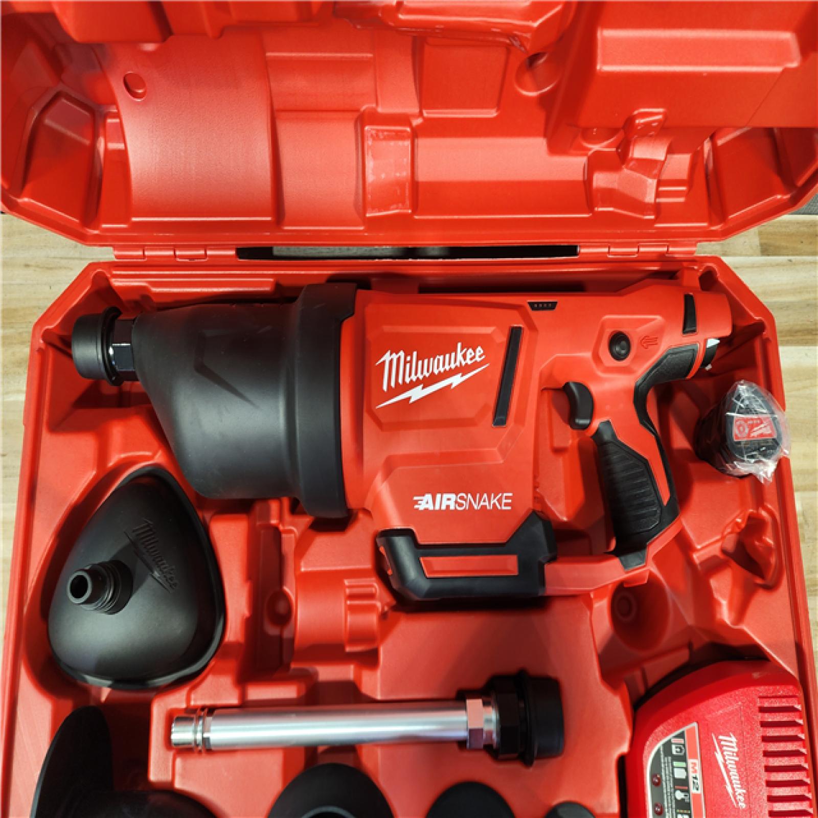 HOUSTON LOCATION - AS-IS M12 12-Volt Lithium-Ion Cordless Drain Cleaning Airsnake Air Gun Kit with (1) 2.0Ah Battery  Toilet Attachments