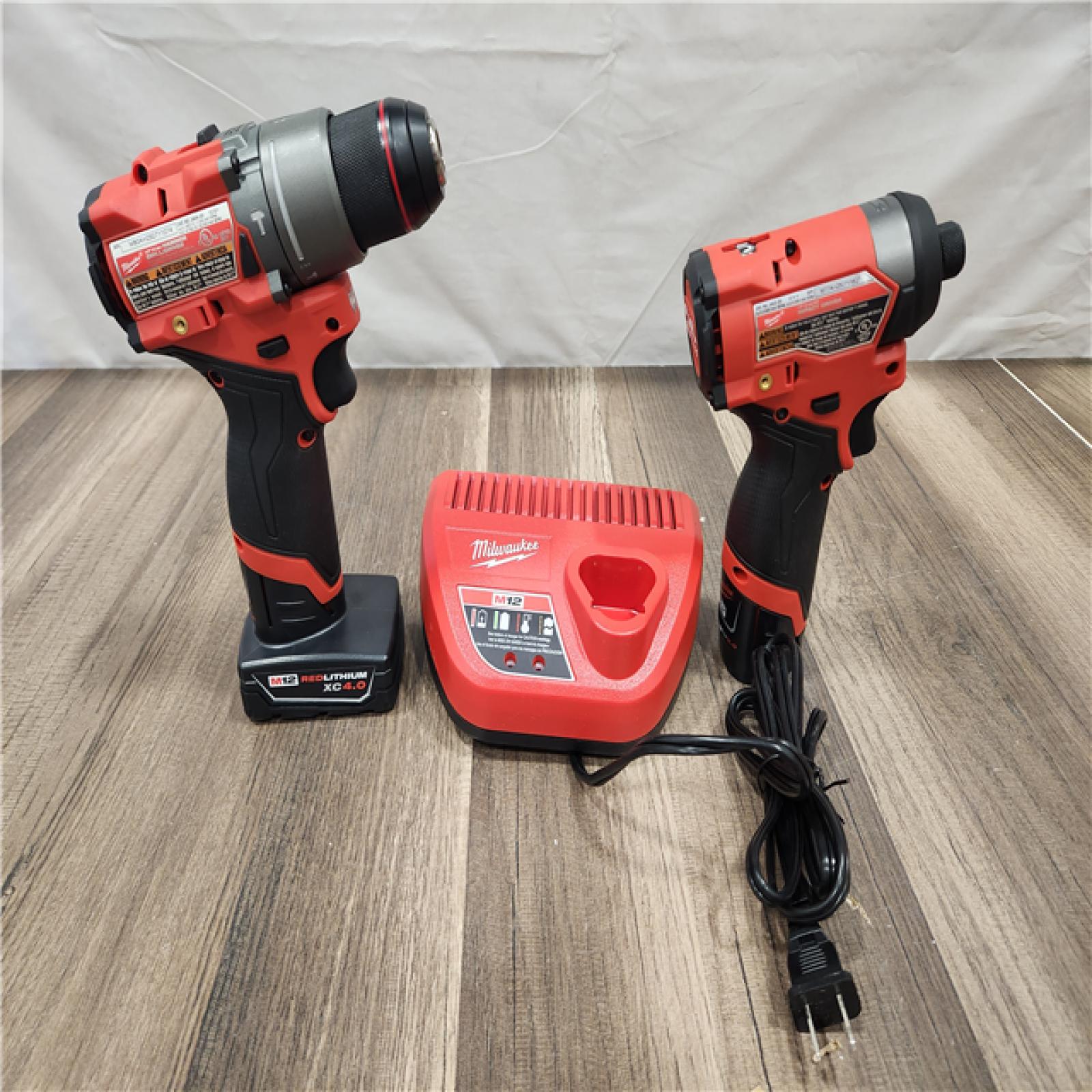 AS-IS- Milwaukee 12V Brushless Hammer Drill and Impact Driver Combo Kit