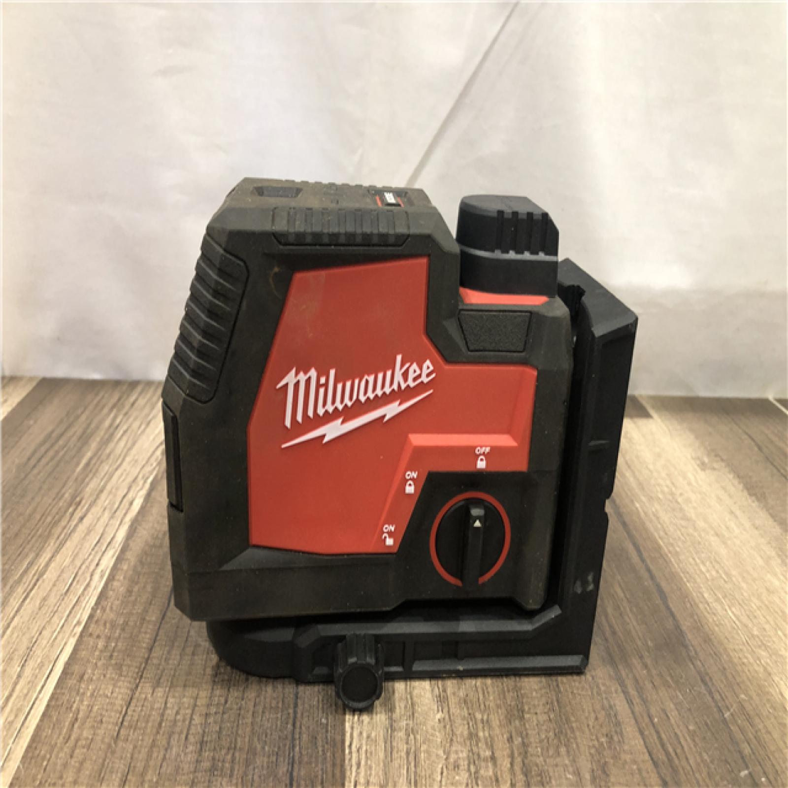 AS-IS Milwaukee Green 100 ft. Cross Line and Plumb Points Rechargeable Laser Level with REDLITHIUM Lithium-Ion USB Battery and Charger