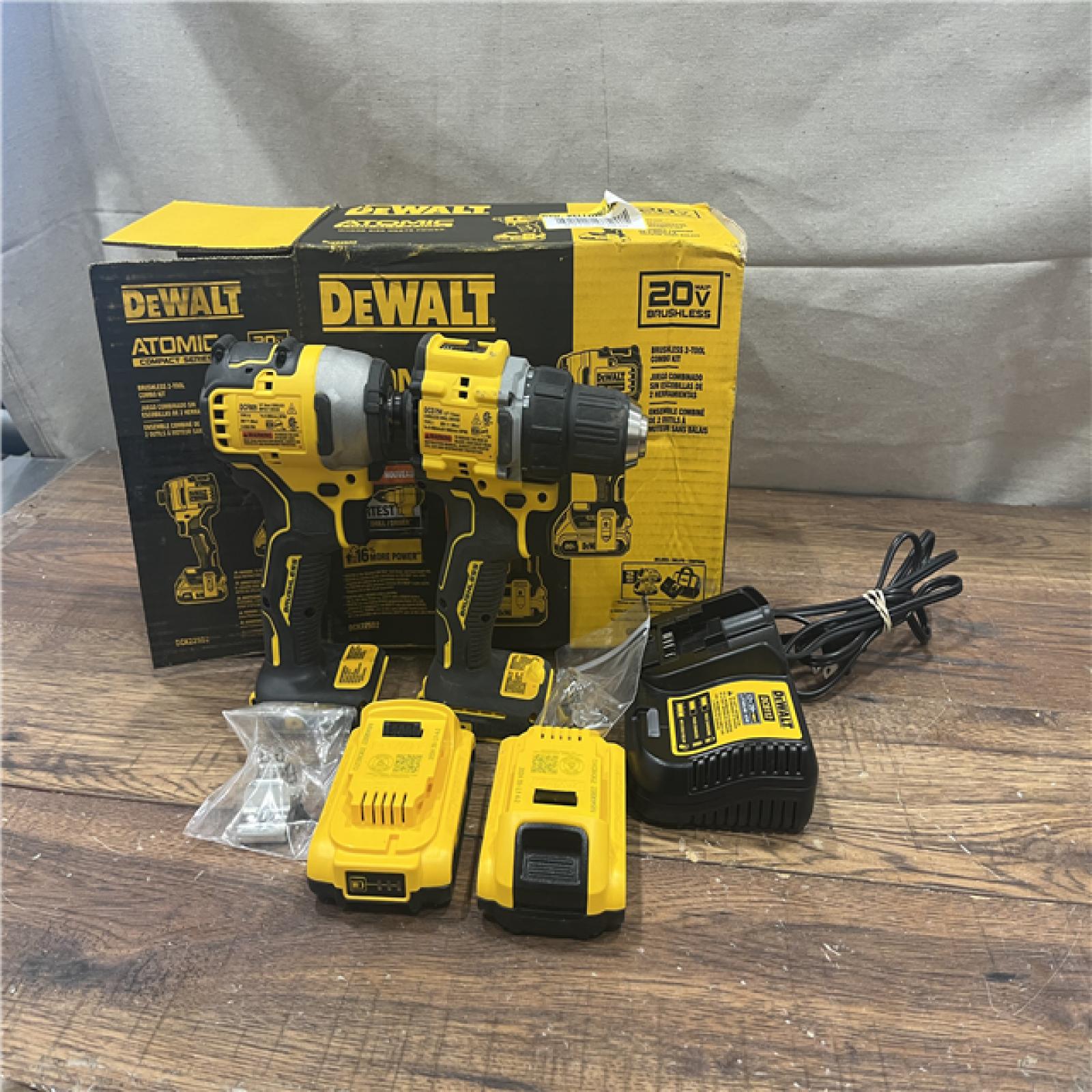 AS-IS DEWALT ATOMIC 20-Volt MAX Lithium-Ion Cordless Combo Kit (2-Tool) with (2) 2.0Ah Batteries, Charger