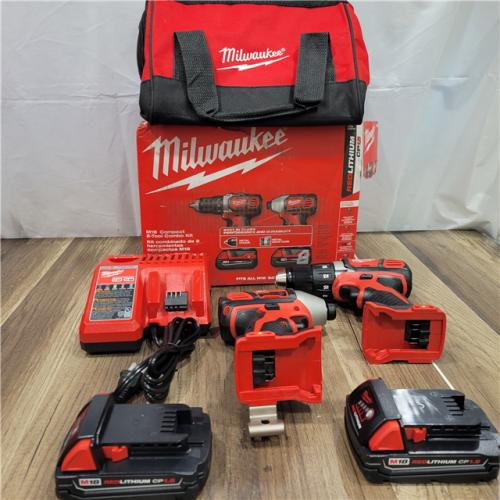 AS-IS  Milwaukee M18 18V Cordless Brushed 2 Tool Drill/Driver and Impact Driver Kit