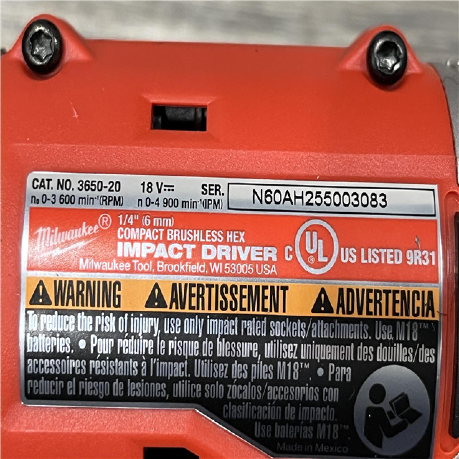 AS-IS Milwaukee 18-Volt Lithium-Ion Compact Brushless Cordless 1/4 in. Impact Driver Kit