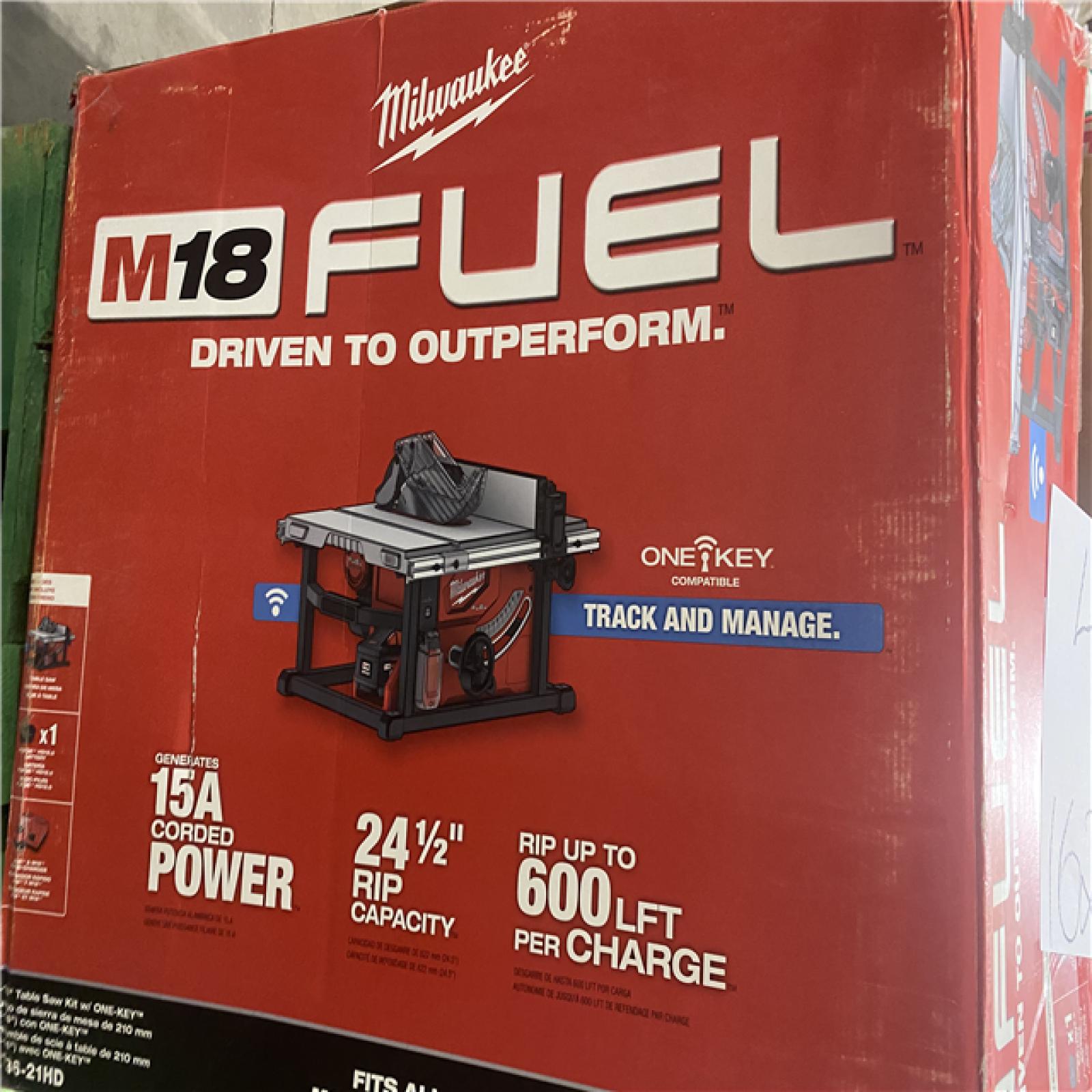 As-Is- Milwaukee M18 FUEL ONE-KEY 18- Volt Lithium-Ion Brushless Cordless 8-1/4 in. Table Saw Kit W/(1) 12.0Ah Battery & Rapid Charger