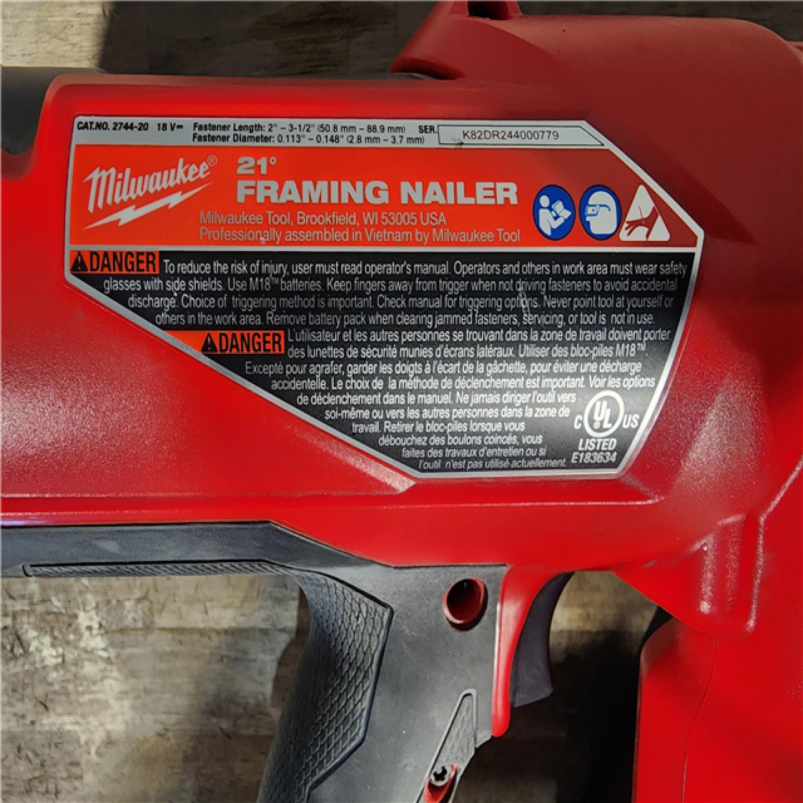 HOUSTON LOCATION - AS-IS Milwaukee 2744-20 M18 FUEL 3-1/2 in. 18V 21-Degree Lithium-Ion Brushless Cordless Framing Nailer (Tool-Only)