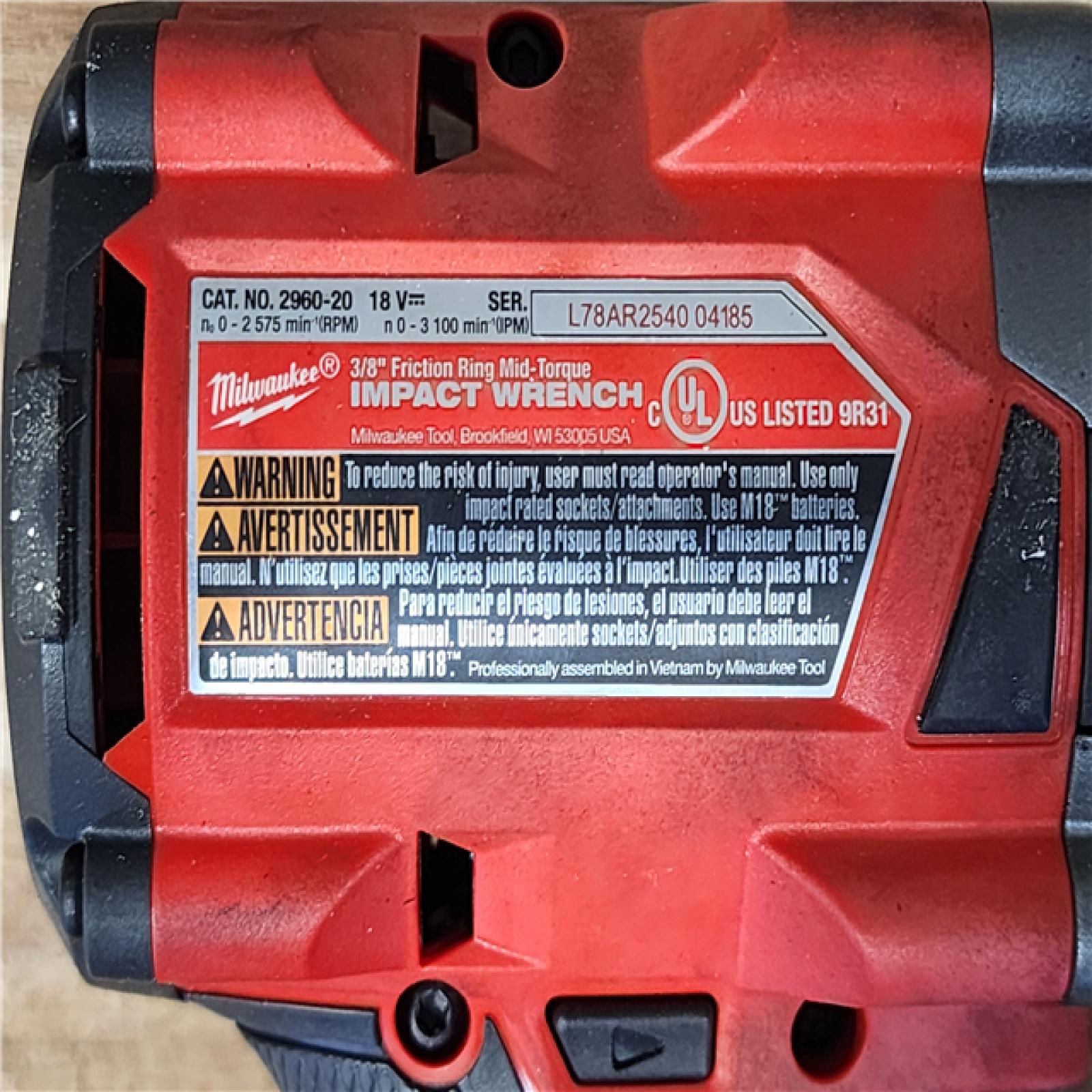 HOUSTON LOCATION - AS-IS Milwaukee FUEL GEN-2 18V Lithium-Ion Mid Torque Brushless Cordless 3/8 in. Impact Wrench with Friction Ring (Tool-Only)