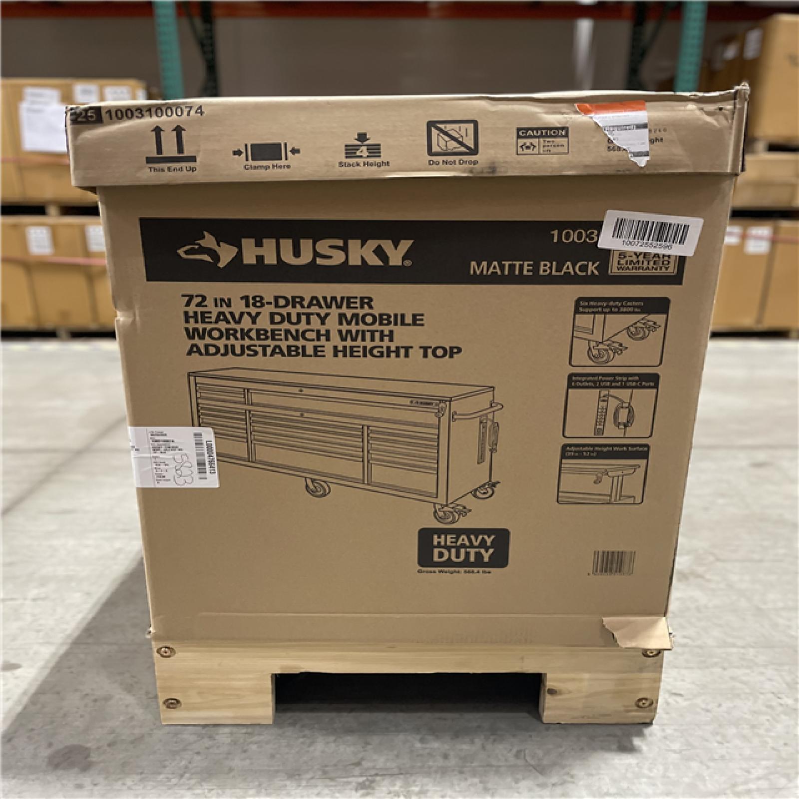 DALLAS LOCATION- HUSKY 72 in. W x 24 in. D Heavy Duty 18-Drawer Mobile Workbench