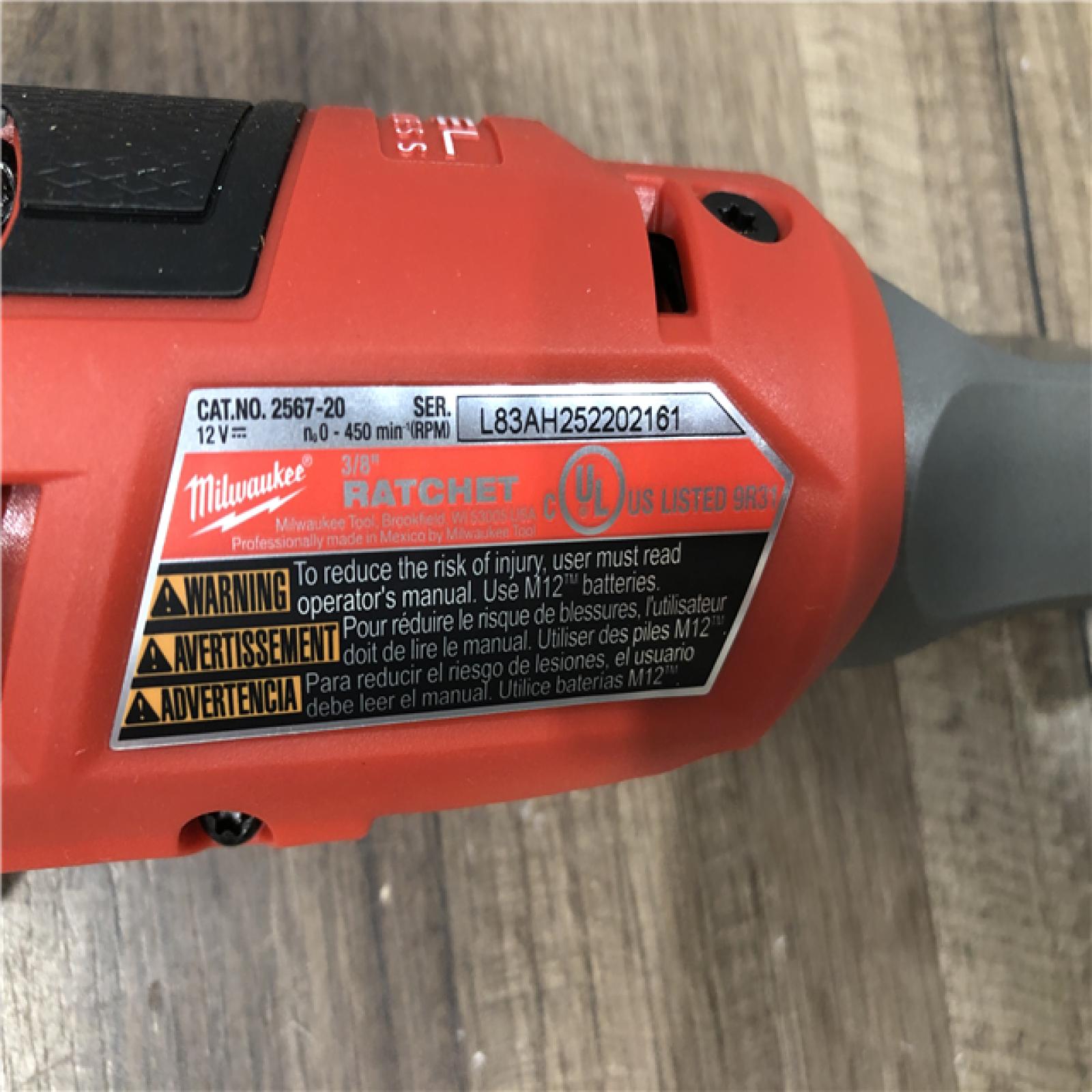 AS-IS Milwaukee FUEL 12-Volt Lithium-Ion Brushless Cordless High Speed 3/8 in. Ratchet (Tool-Only)