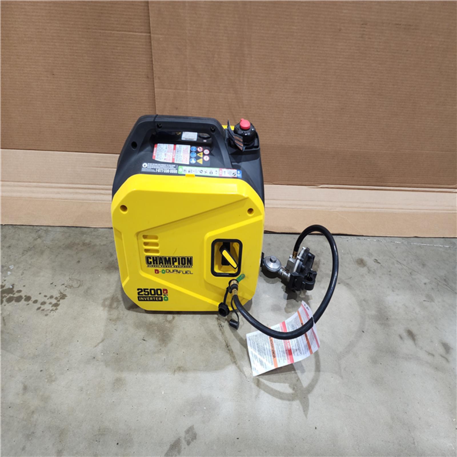 HOUSTON LOCATION - AS-IS CHAMPION 2500/1850-Watt Recoil Start Gasoline/Propane Powered Dual Fuel Inverter Generator with Quiet Technology and CO Shield