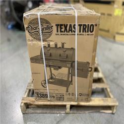 DALLAS LOCATION -Char-Griller Texas Trio 4-Burner Dual Fuel Grill with Smoker in Black