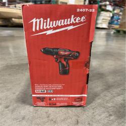 NEW! -Milwaukee M12 12V Lithium-Ion Cordless 3/8 in. Drill/Driver Kit with Two 1.5 Ah Batteries  Charger and Tool Bag