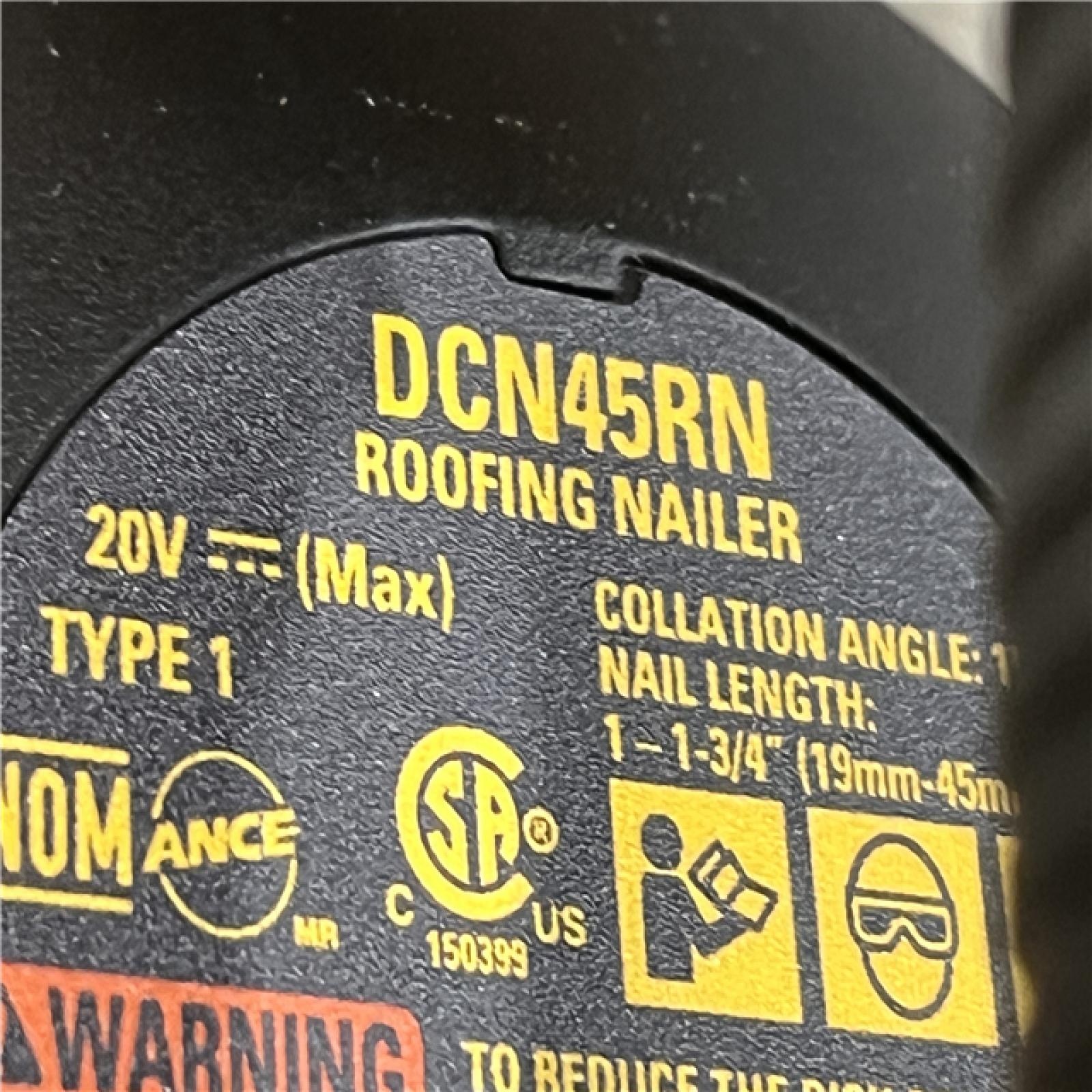 AS-IS DEWALT 20V MAX Lithium-Ion 15-Degree Electric Cordless Roofing Nailer Kit