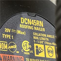 AS-IS DEWALT 20V MAX Lithium-Ion 15-Degree Electric Cordless Roofing Nailer Kit