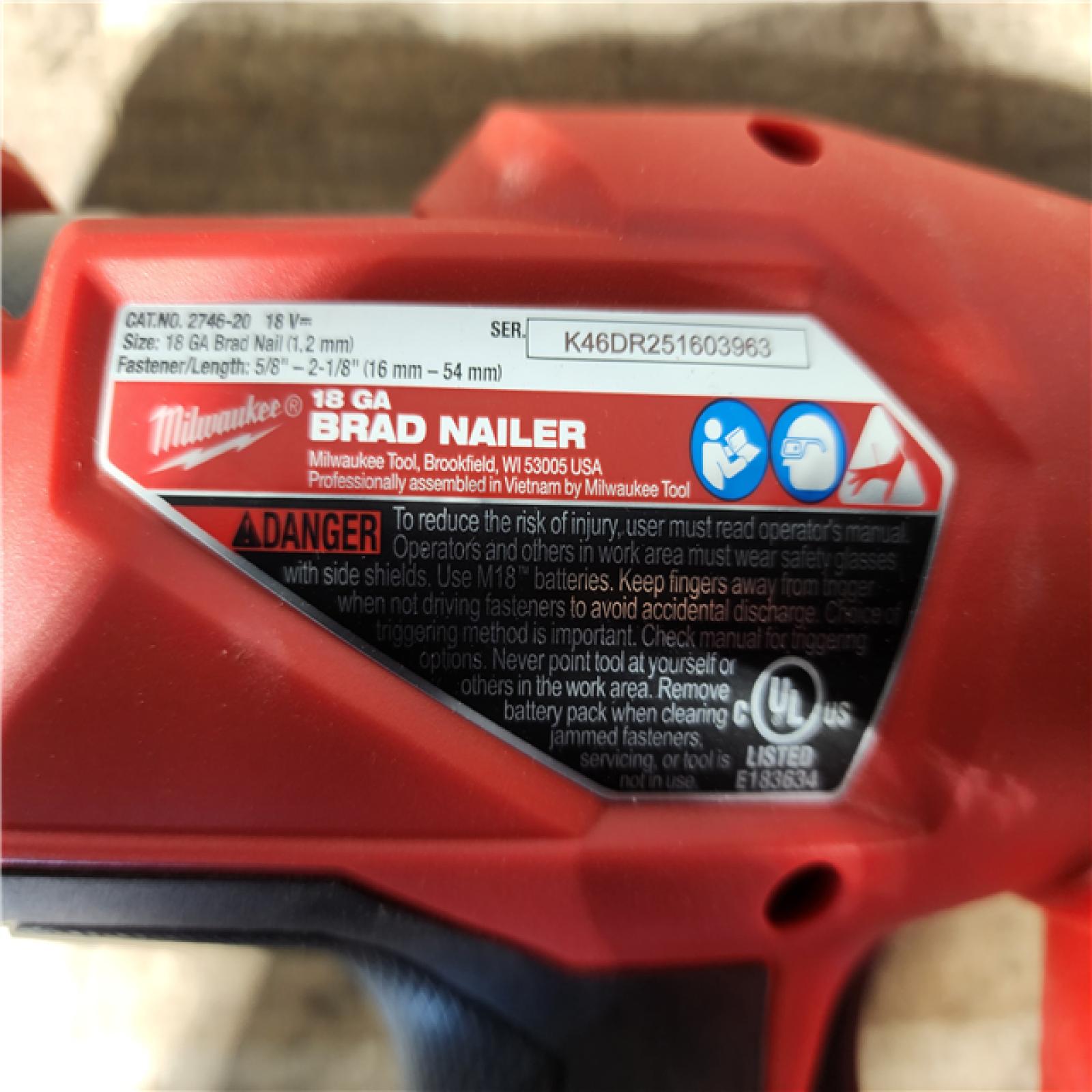 HOUSTON LOCATION - AS-IS Milwaukee M18 Fuel 18V Brushless 18-Gauge Brad Nailer 2746-20 (Bare Tool)