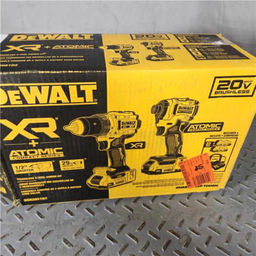 Houston location- AS-IS DEWALT ATOMIC 20V MAX* Brushless Cordless Drill/Driver and Impact Driver Combo Kit