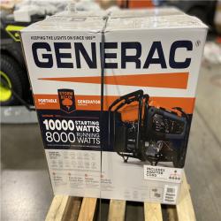 DALLAS LOCATION - Generac 10000 / 8000-Watt Electric Start Gasoline Powered Portable Generator w/ COSense and 3 ft. Adapter Cord Included-GP8000E