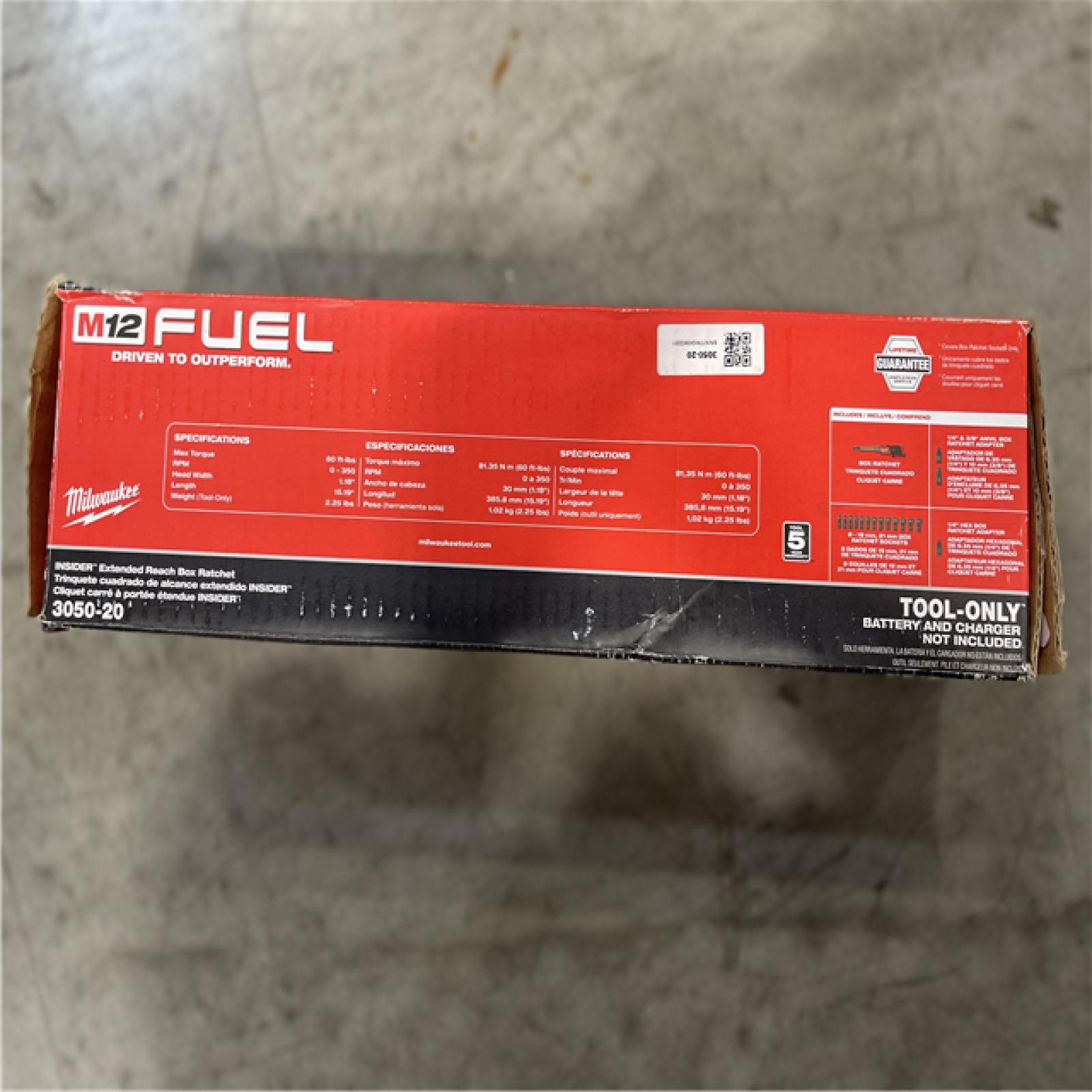 DALLAS LOCATION- Milwaukee M12 FUEL INSIDER 12V Lithium-Ion Brushless Cordless 1/4 in. - 3/8 in. Extended Reach Box Ratchet