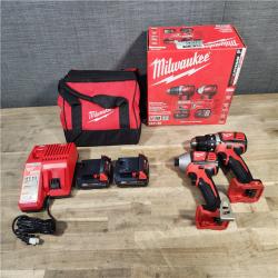 HOUSTON LOCATION - AS-IS Milwaukee 18V Cordless Brushed 2-Tool Drill/Driver and Impact Driver Kit
