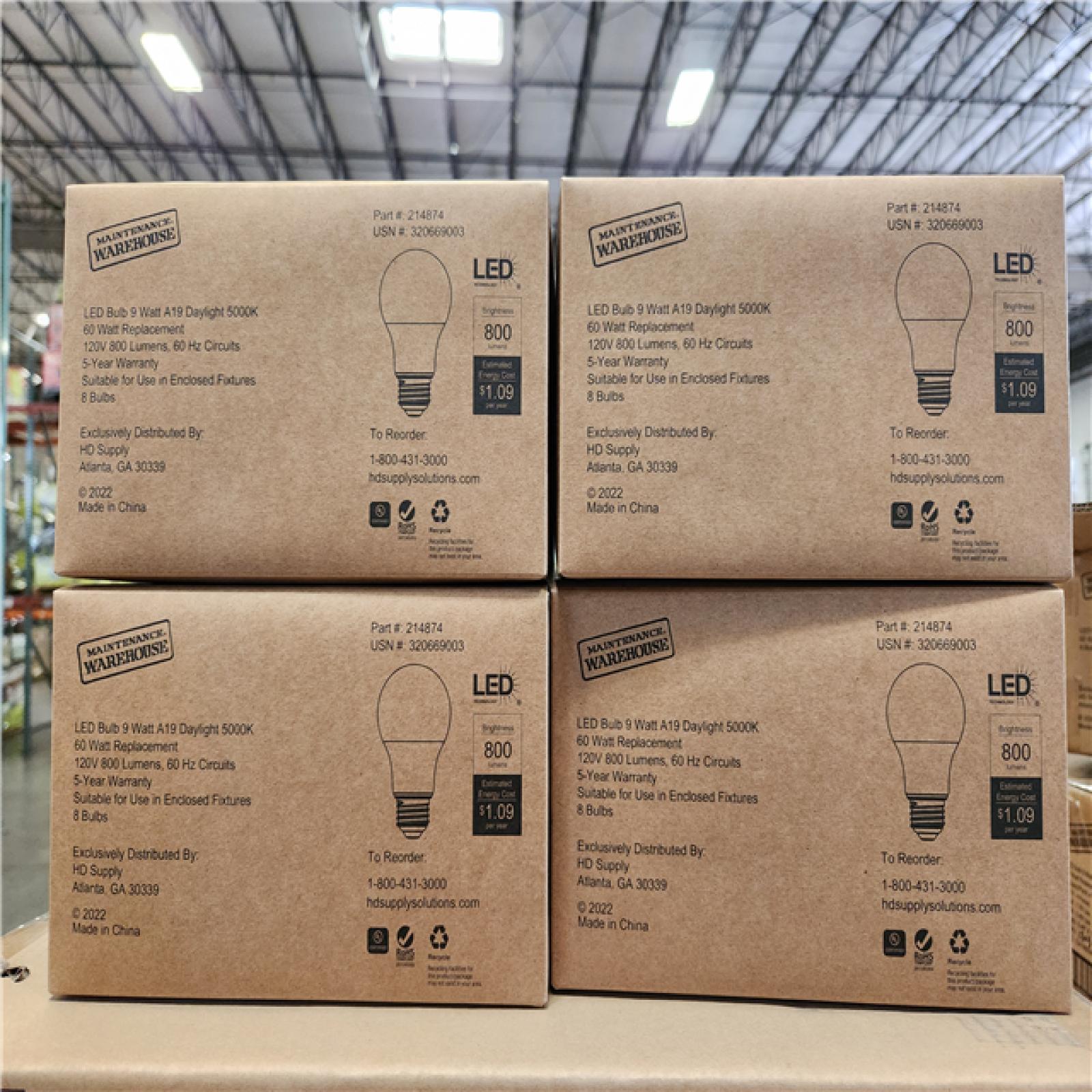 Phoenix Location NEW LED Bulb A19 5000K, 60 Watt Replacement 120V 840 Lumens 8 Bulbs/Pack (108 Packs)