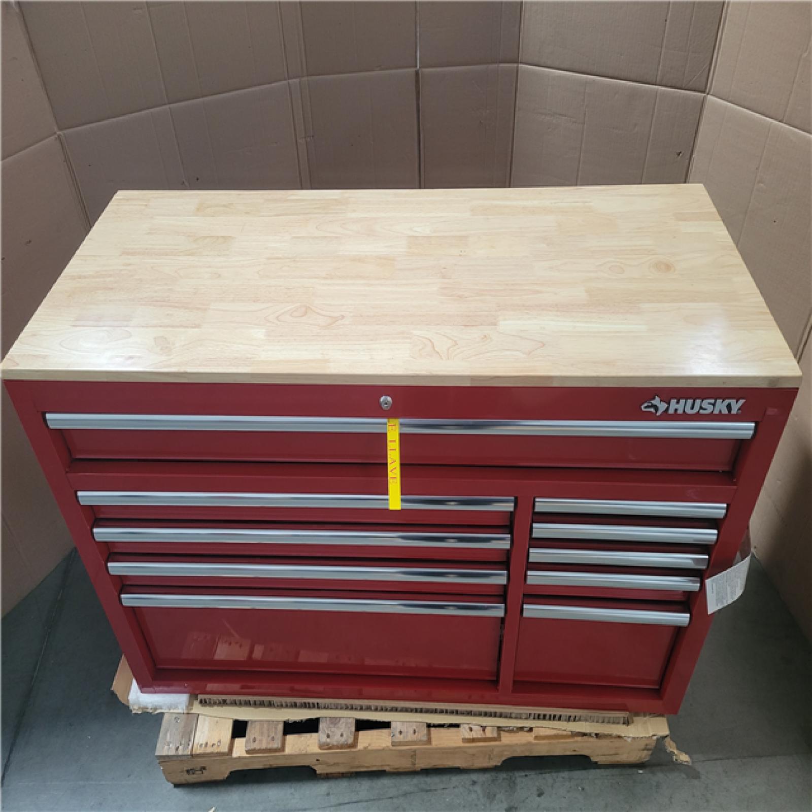 California AS-IS HUSKY 10 Drawer Mobile Workbench with Pegboard; Appears in Excellent Condition