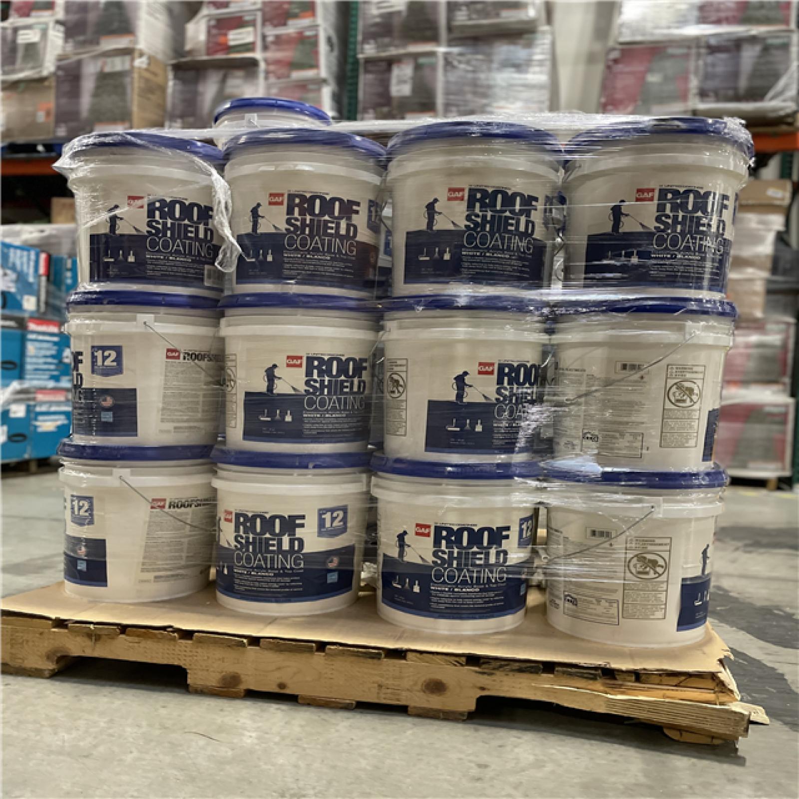 DALLAS LOCATION - GAF RoofShield Top Coat 5 Gal. White Acrylic Reflective Elastomeric Roof Coating PALLET-(37 UNITS)