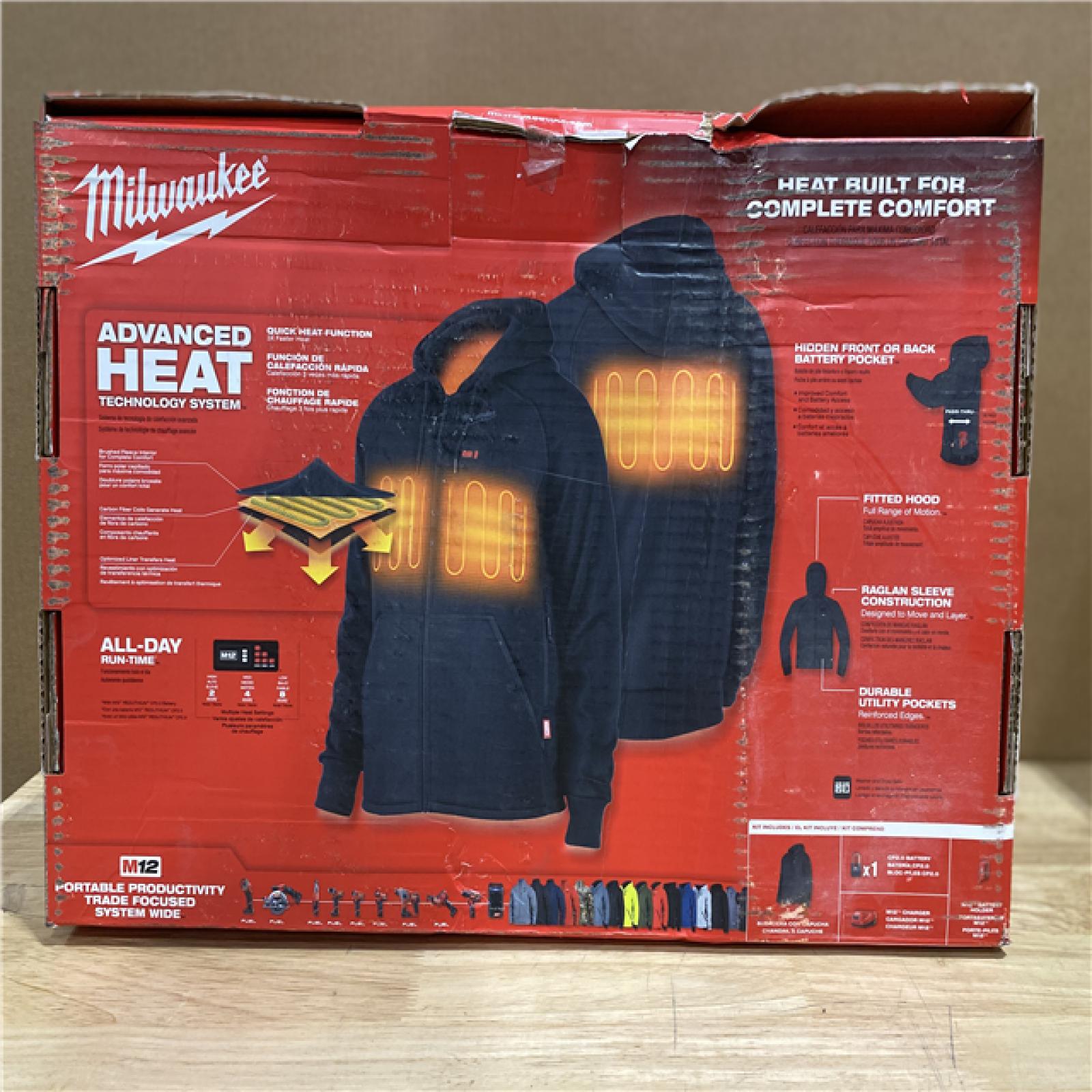 Milwaukee Men's 2X-Large M12 12-Volt Lithium-Ion Cordless Black Heated Jacket Hoodie Kit with (1) 2.0 Ah Battery and Charger