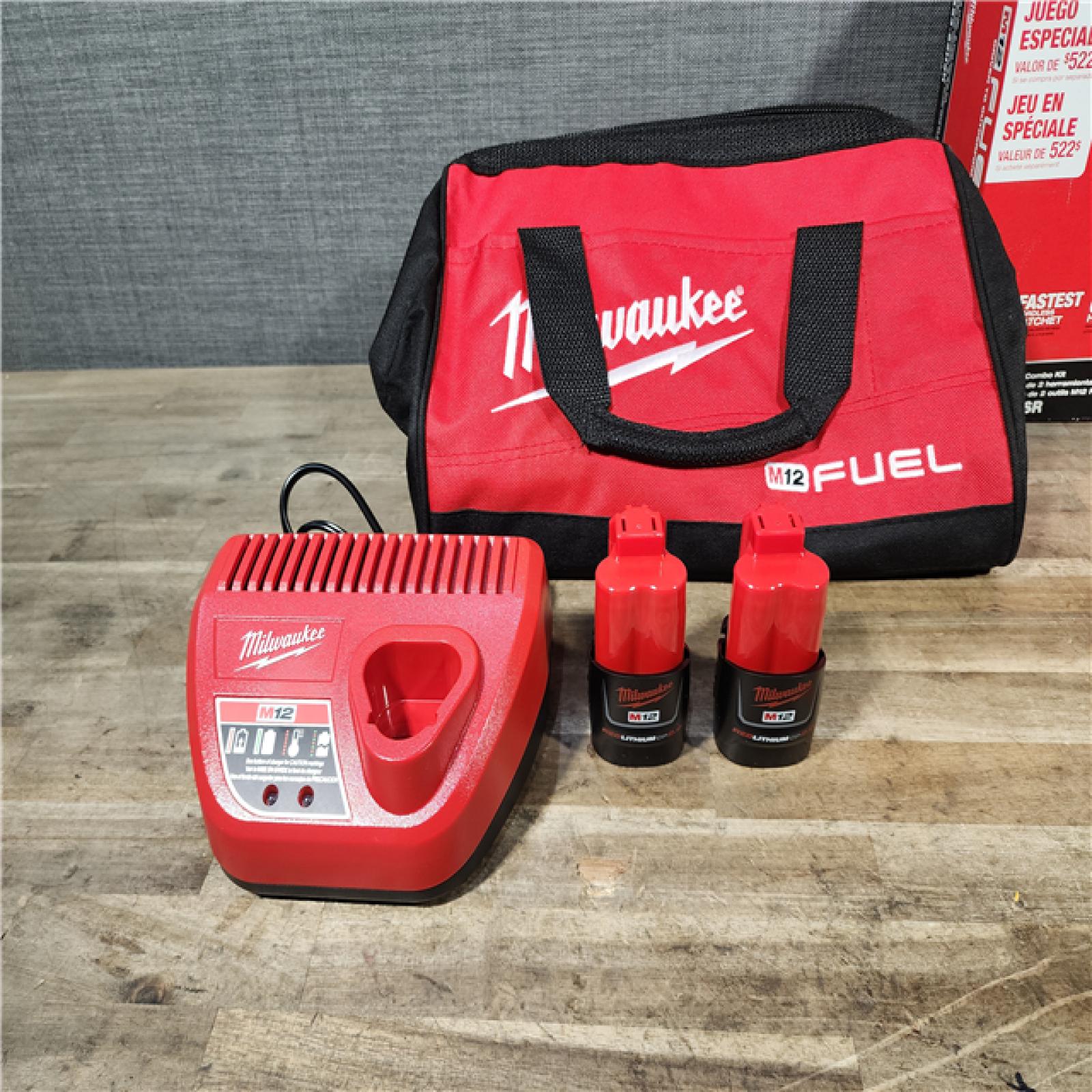 HOUSTON LOCATION - AS-IS (APPEARS LIKE NEW) Milwaukee 3453-22HSR M12 FUEL 12V Lithium-Ion Cordless 3/8 in. Ratchet and 1/4 in. Impact Driver Kit
