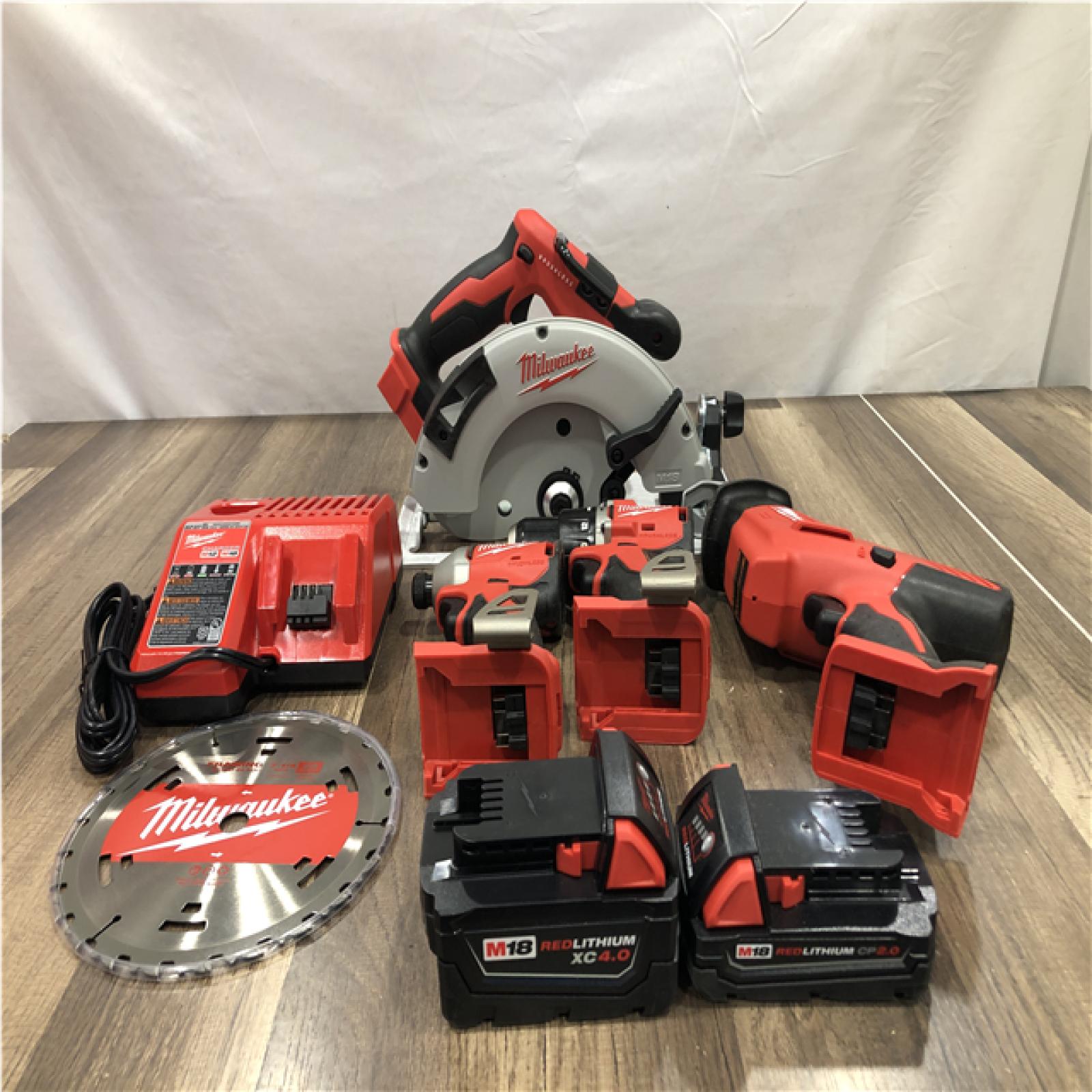 AS-IS Milwaukee M18 Cordless Brushless 4 Tool Combo Kit