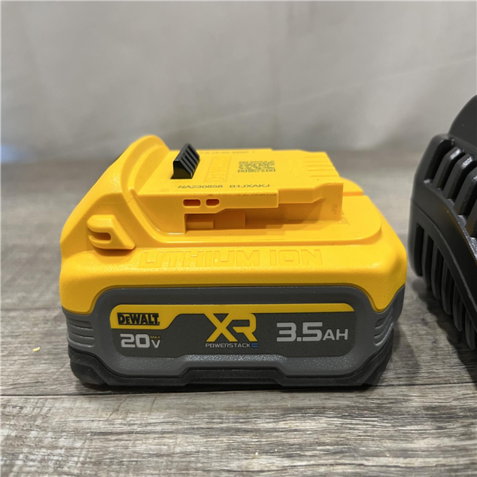 AS-IS DEWALT 20V MAX XR POWERSTACK Lithium-Ion Battery Starter Kit with 3.5Ah Battery and Charger