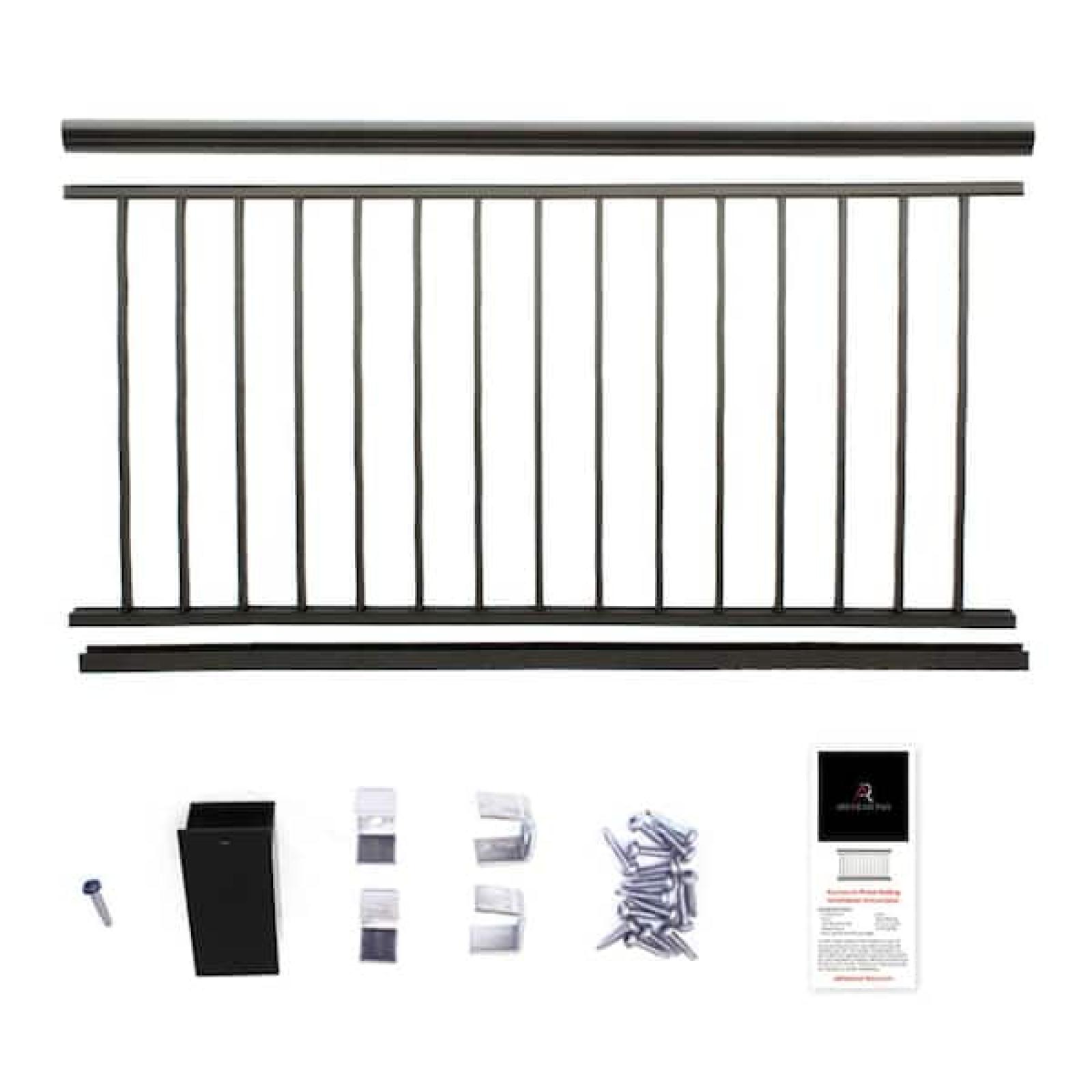 Phoenix NEW Aria Railing 36 in. x 69.43 in. Black Powder Coated Aluminum Preassembled Deck Railing Pallet (6-Boxes)