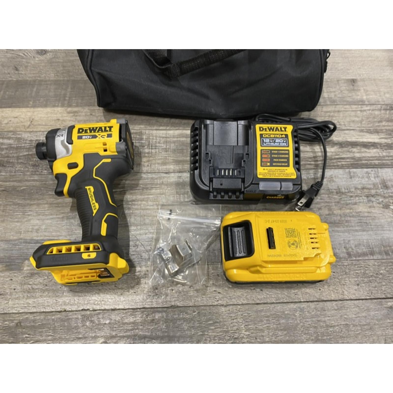 AS-IS DEWALT 20V MAX XR Lithium-Ion Brushless Cordless 3-Speed High Torque 1/4 in. Impact Driver Kit
