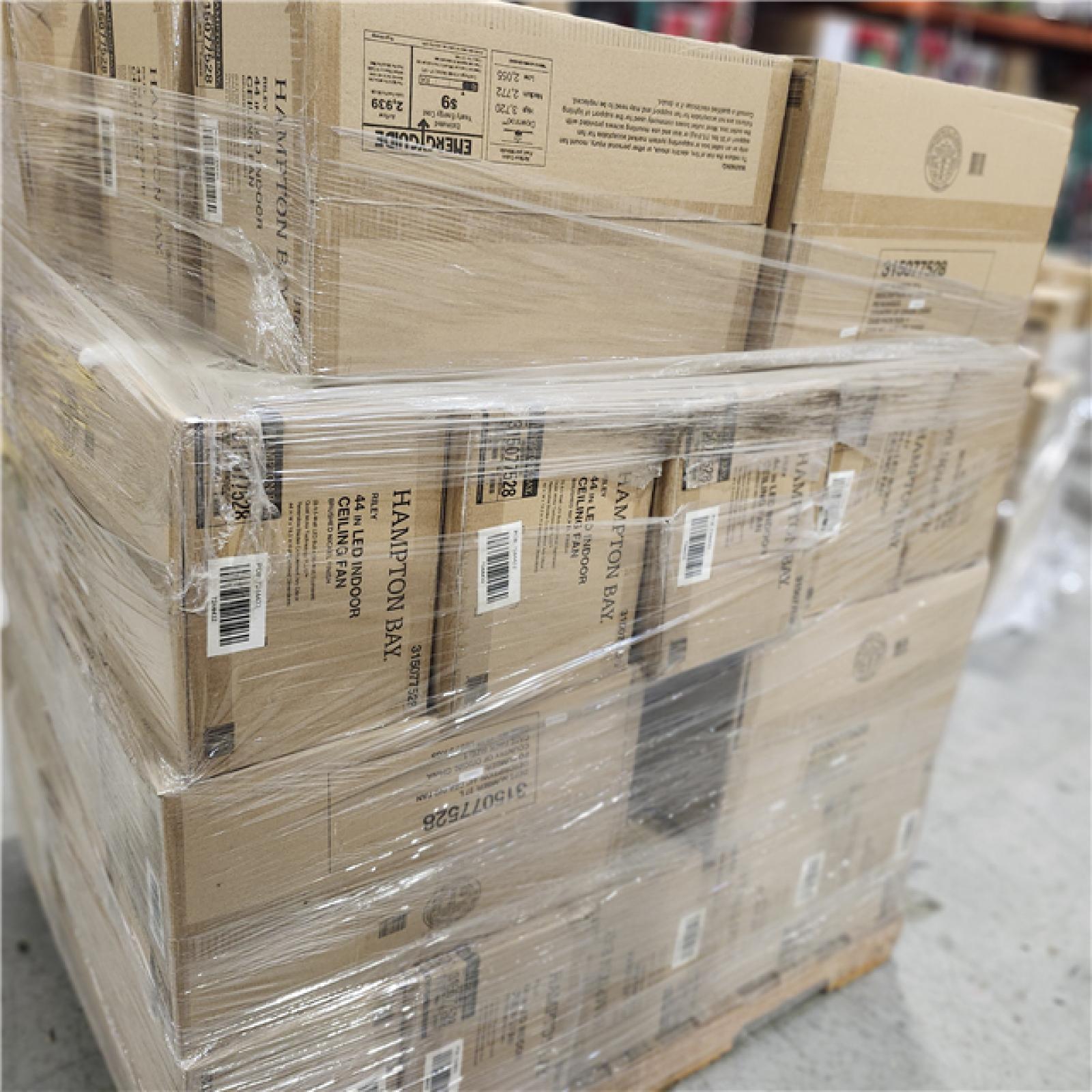 DALLAS LOCATION - Hampton Bay Riley 44 in. LED Brushed Nickel Indoor Ceiling Fan PALLET-(36 UNITS)