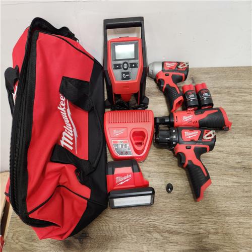 Phoenix Location NEW Milwaukee M12 12V Lithium-Ion Cordless Combo Kit with Two 2.0Ah Batteries, Charger and Bag (5-Tool)