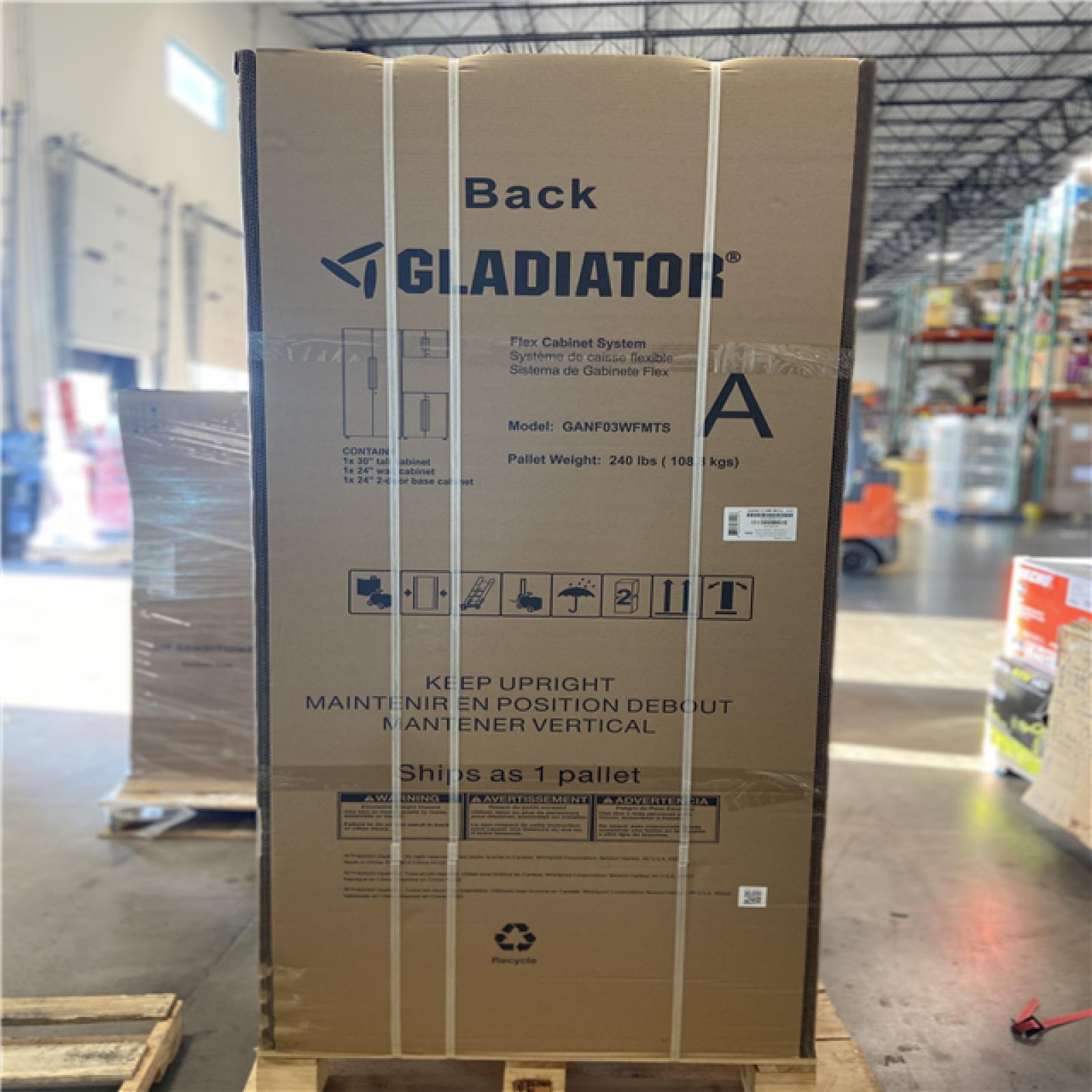 DALLAS LOCATION - Gladiator Flex 54 in. W x 75 in. H x 19 in. D Pre-Assembled 24 Gauge Welded Steel 3-Piece Garage Storage System in Silver Tread